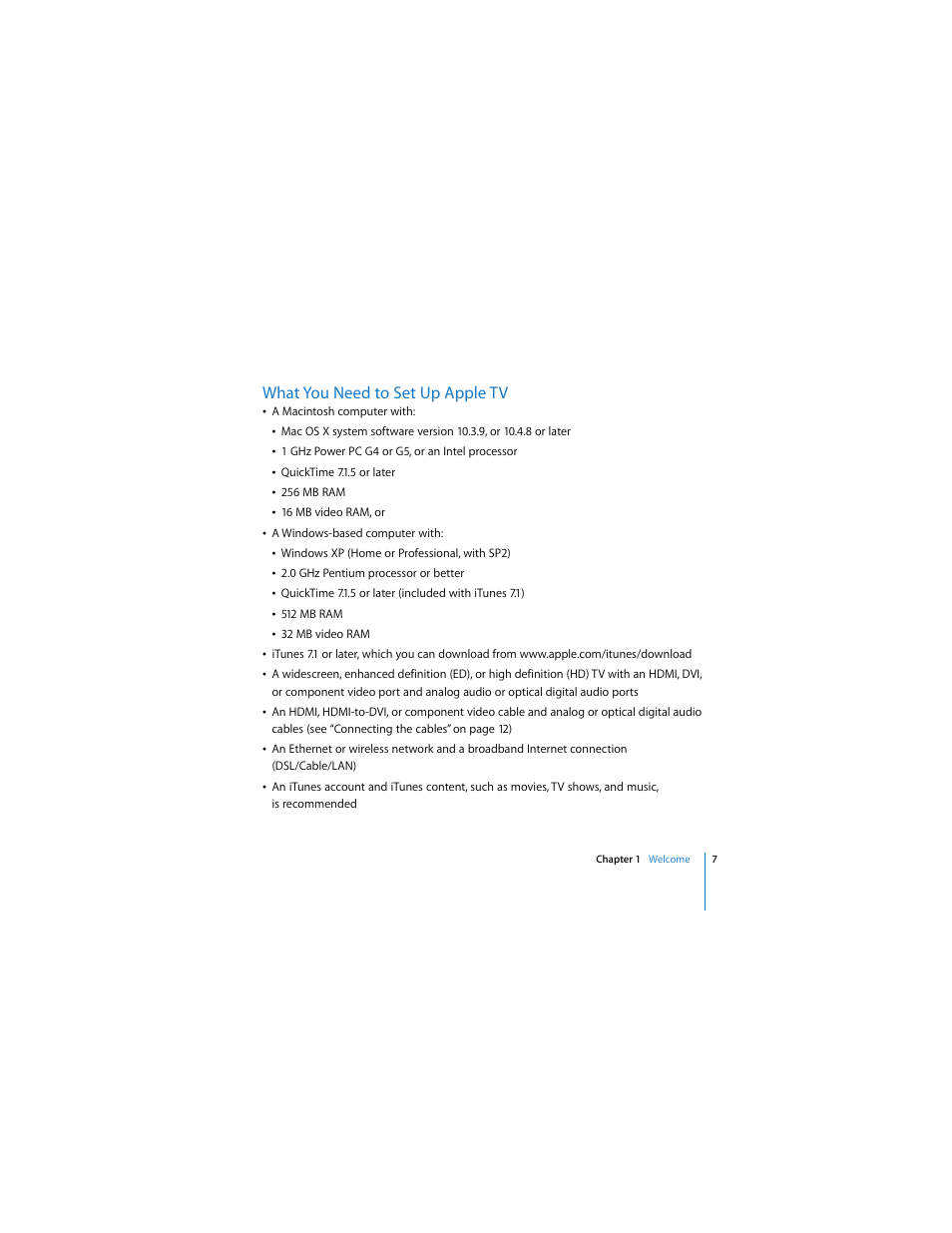What you need to set up apple tv | Apple TV User Manual | Page 7 / 48