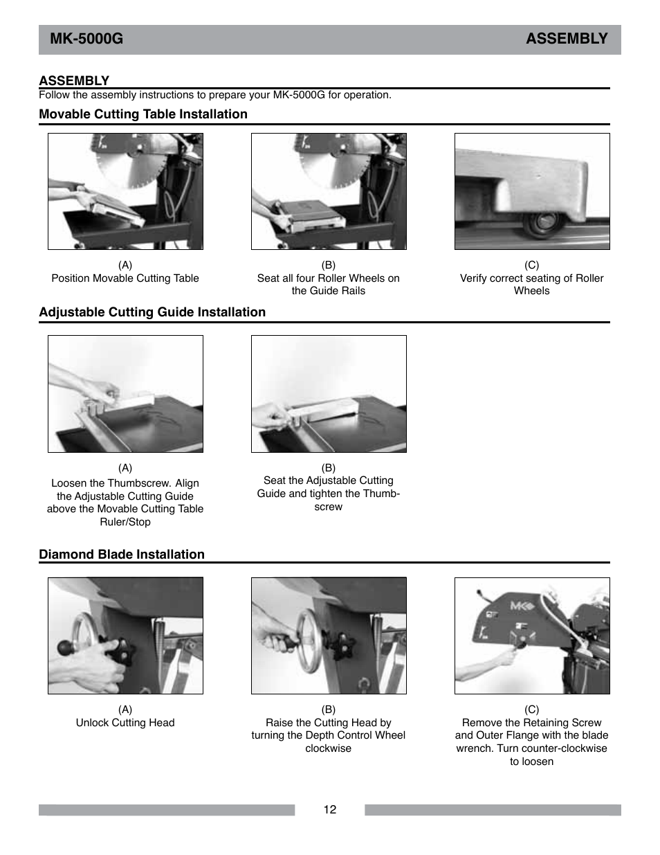 Mk-5000g assembly | Barranca Diamond MK-5009G/5013G User Manual | Page 12 / 56