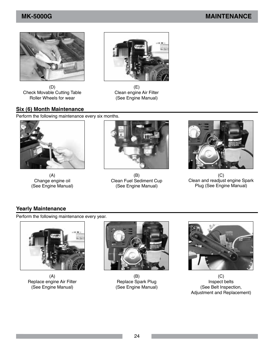 Mk-5000g maintenance | Barranca Diamond MK-5009G/5013G User Manual | Page 24 / 56