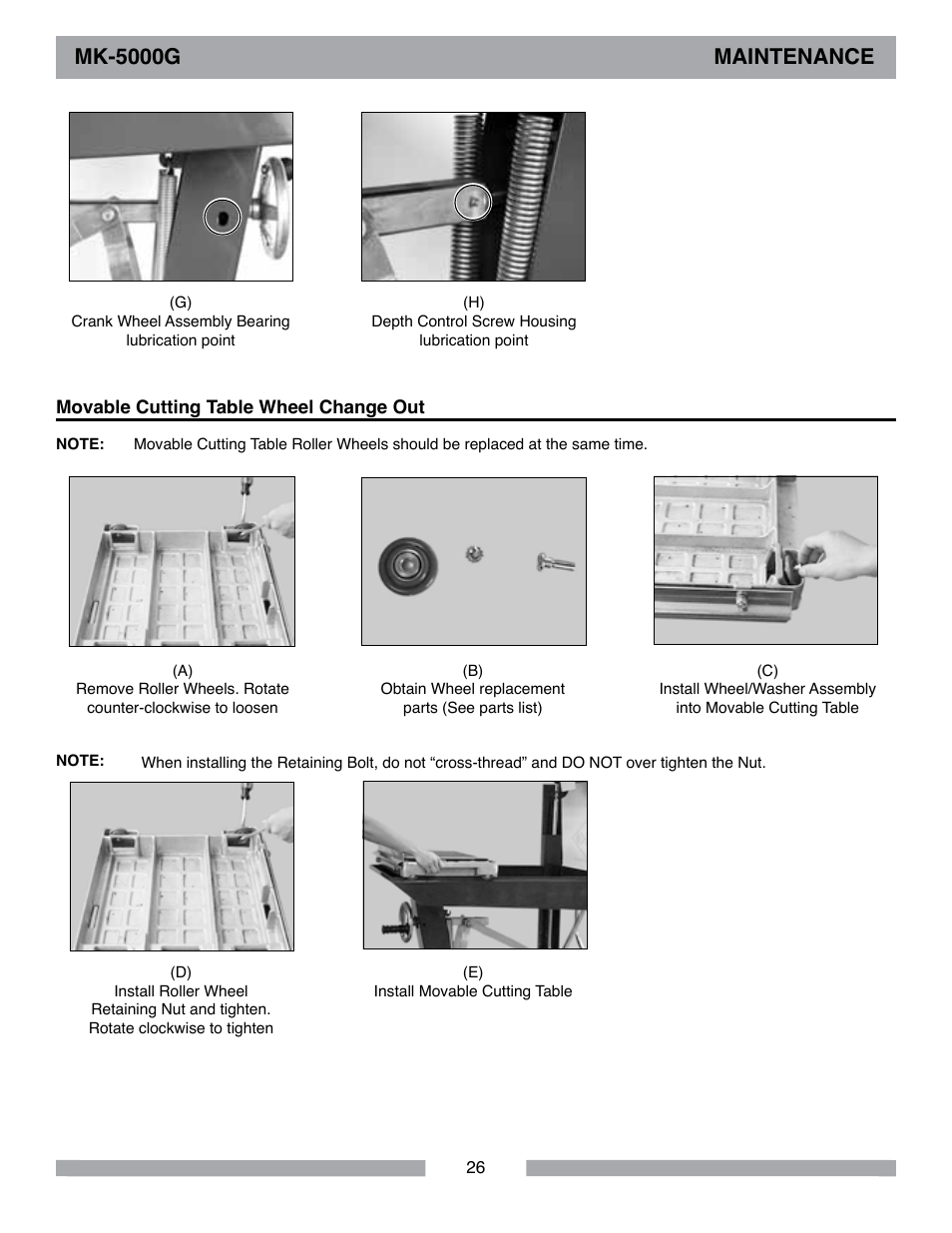 Mk-5000g maintenance | Barranca Diamond MK-5009G/5013G User Manual | Page 26 / 56