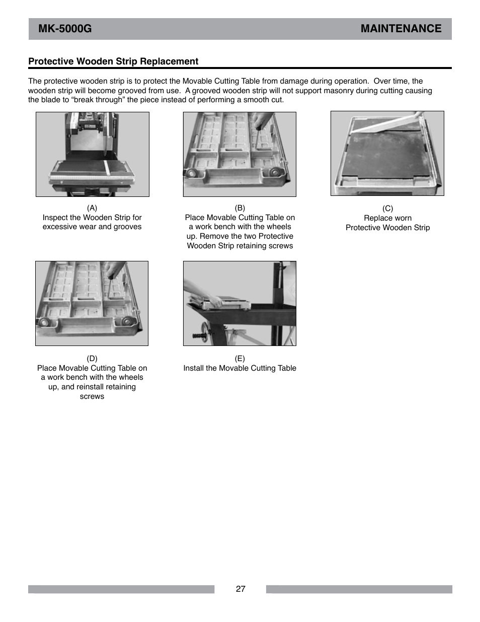 Mk-5000g maintenance | Barranca Diamond MK-5009G/5013G User Manual | Page 27 / 56