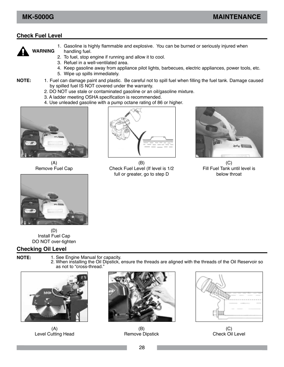 Mk-5000g maintenance | Barranca Diamond MK-5009G/5013G User Manual | Page 28 / 56