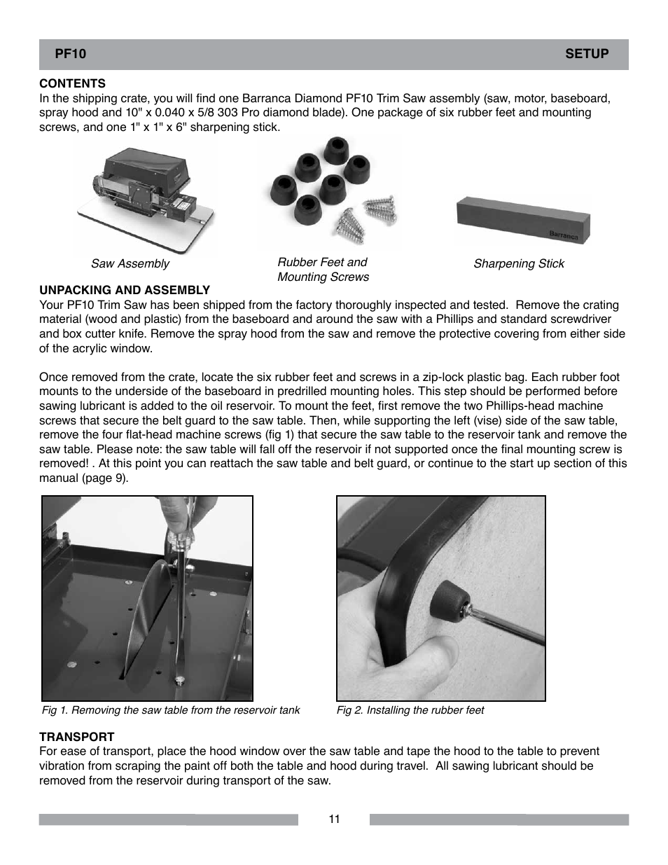 Barranca Diamond PF10 Power Feed Trim Saw User Manual | Page 11 / 36