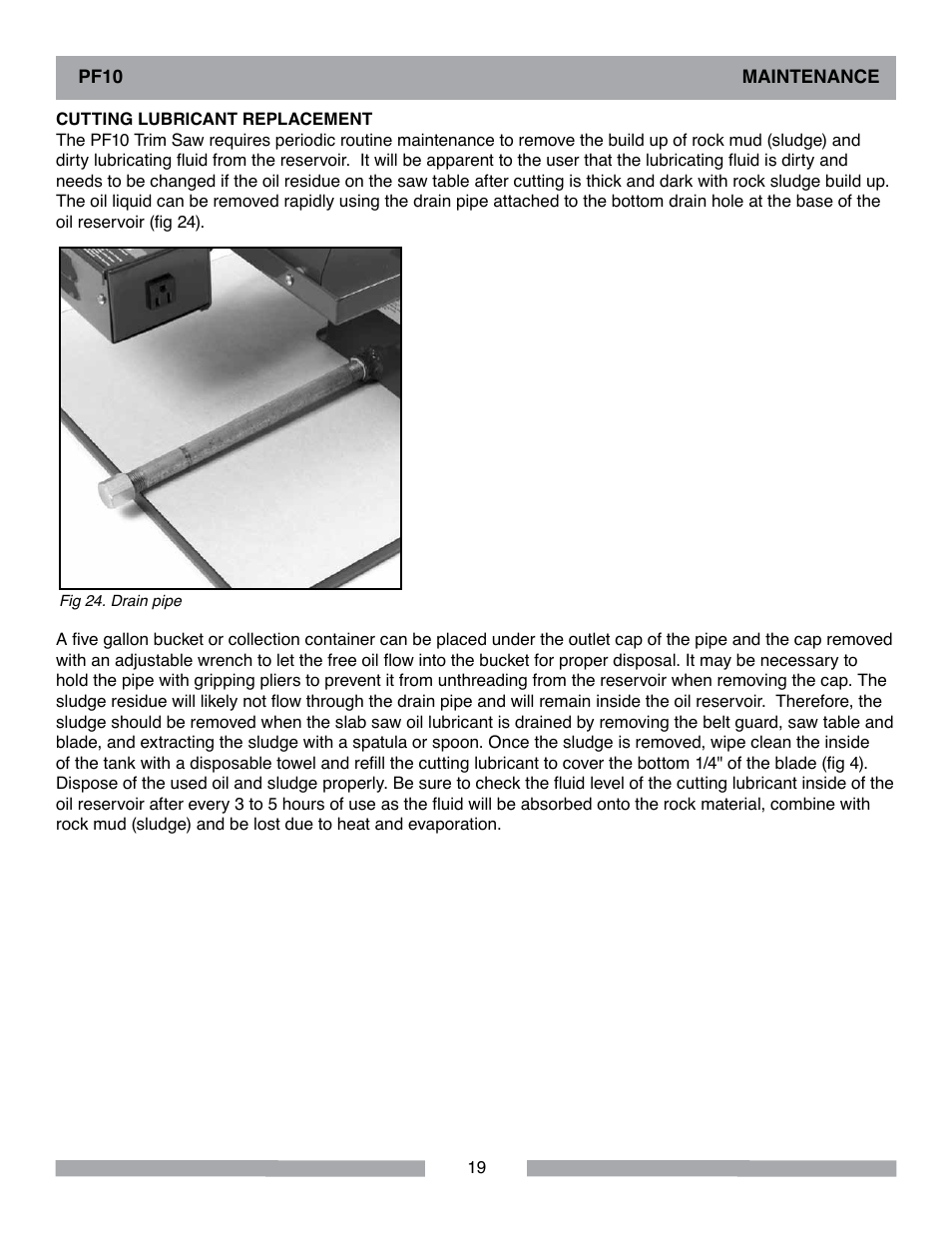 Barranca Diamond PF10 Power Feed Trim Saw User Manual | Page 19 / 36