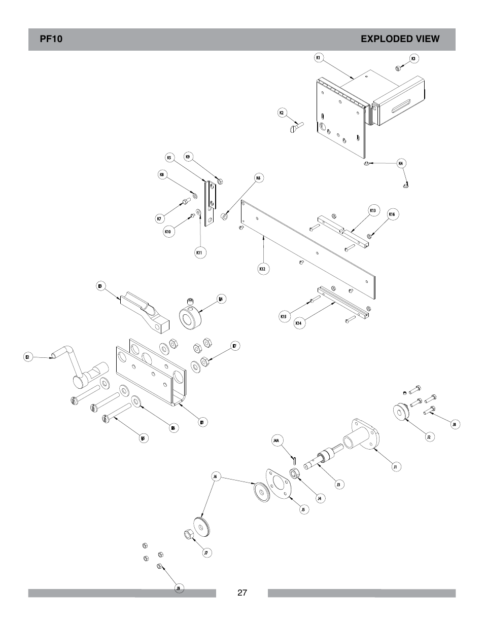 Pf10 exploded view | Barranca Diamond PF10 Power Feed Trim Saw User Manual | Page 27 / 36