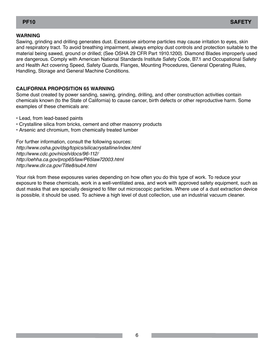 Barranca Diamond PF10 Power Feed Trim Saw User Manual | Page 6 / 36