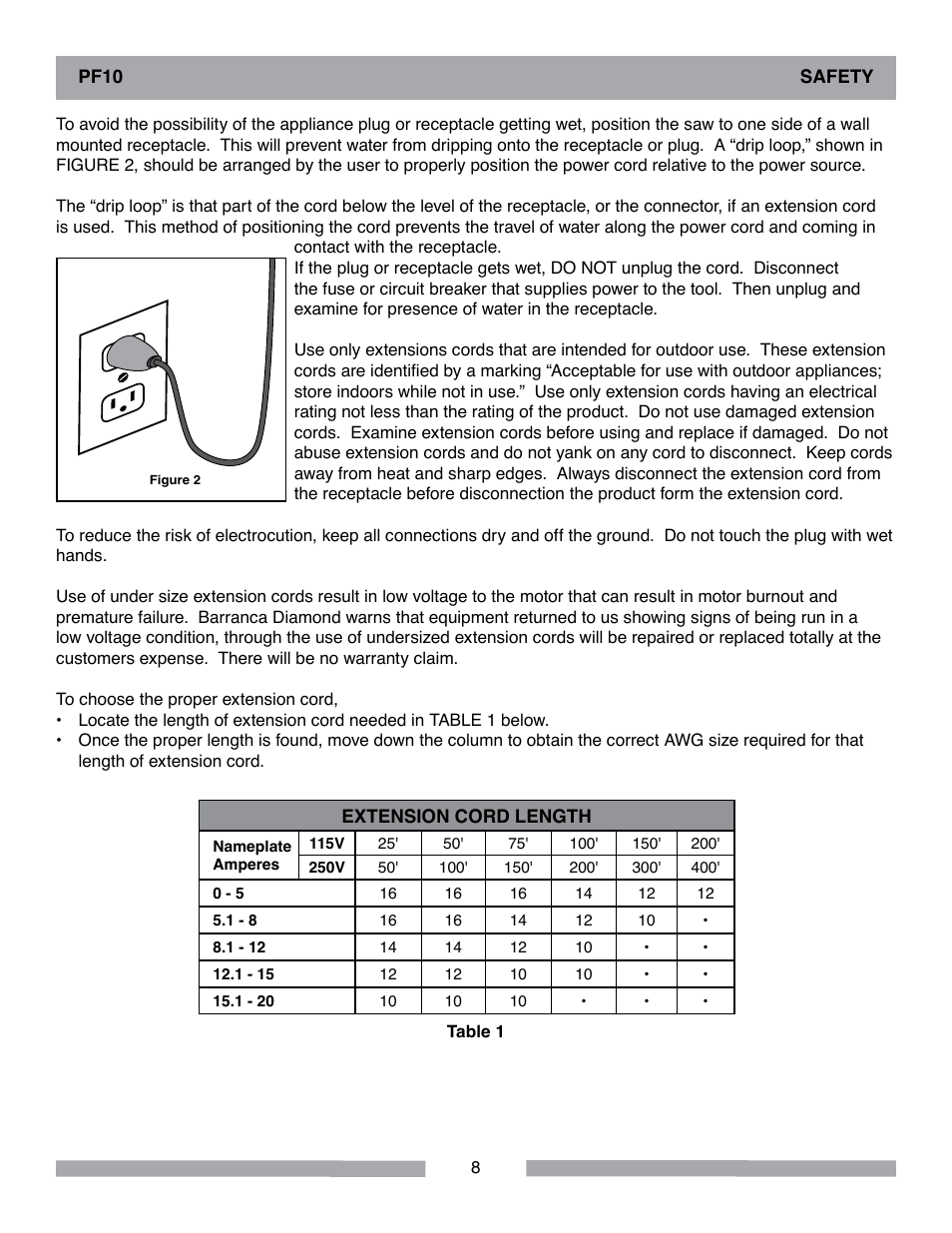 Barranca Diamond PF10 Power Feed Trim Saw User Manual | Page 8 / 36