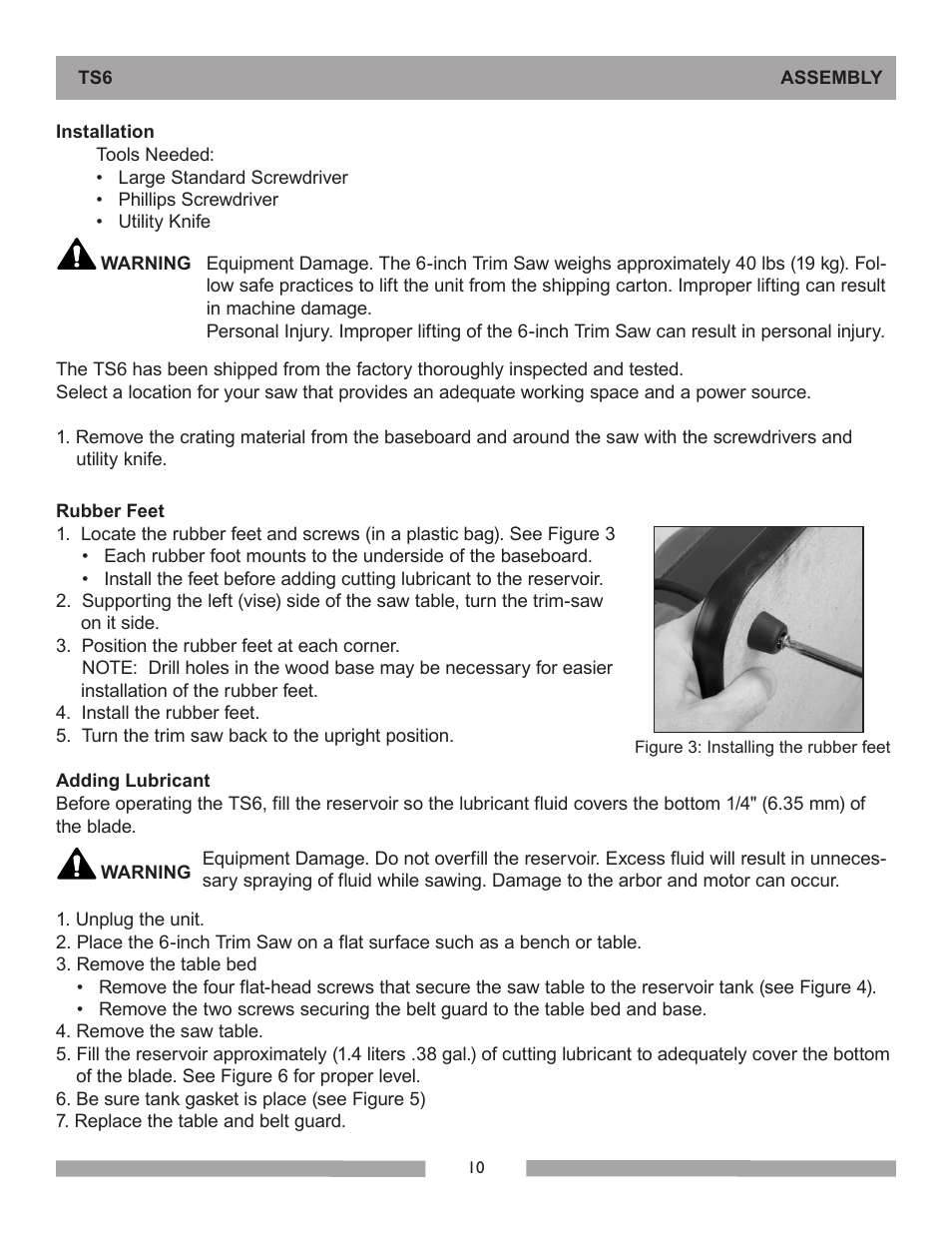 Barranca Diamond 6-inch TS6 Trim Saw User Manual | Page 10 / 24