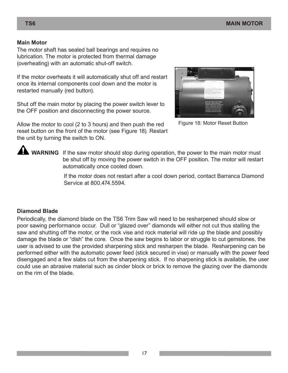 Barranca Diamond 6-inch TS6 Trim Saw User Manual | Page 17 / 24