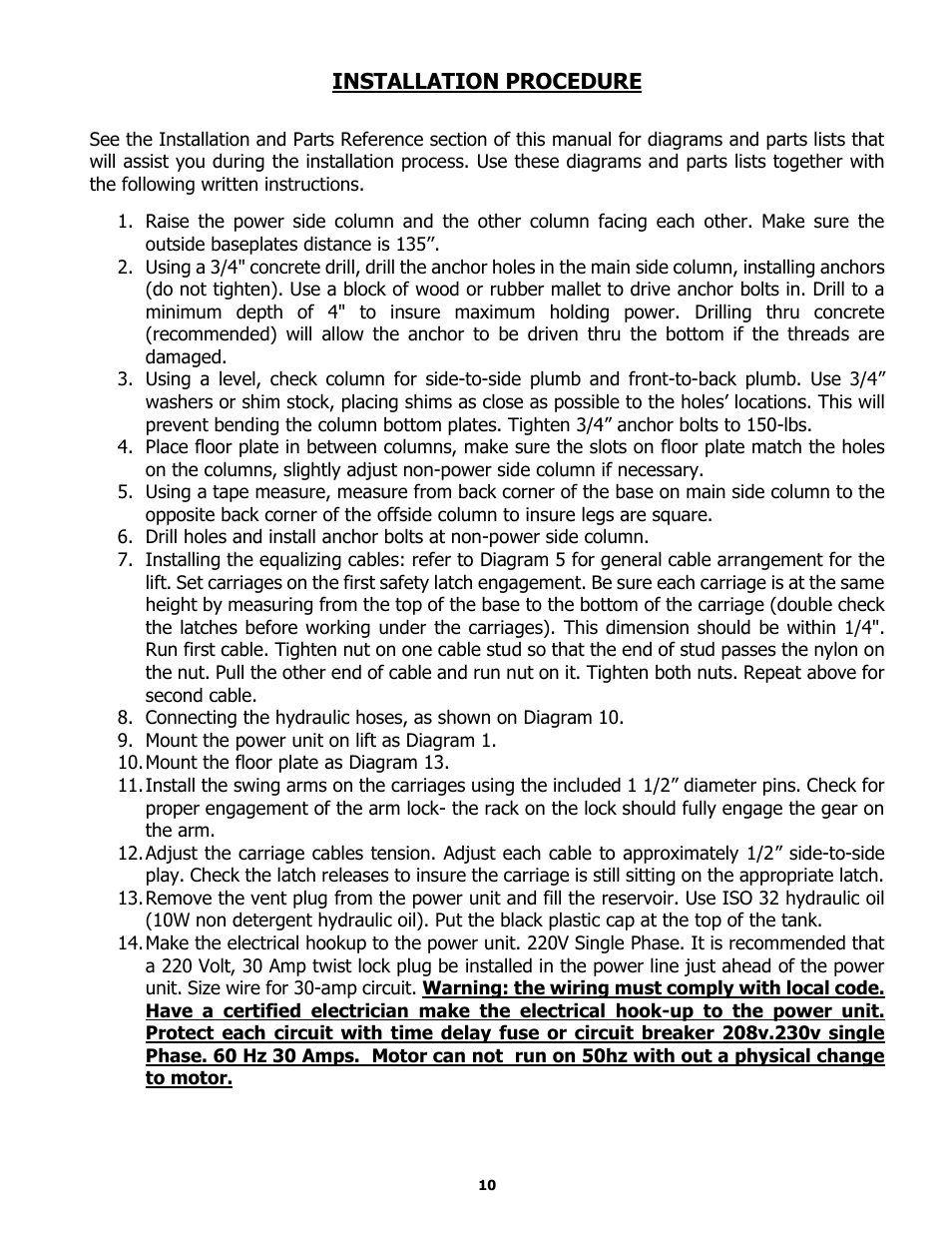 BASELINE Lift BL209BP User Manual | Page 10 / 33