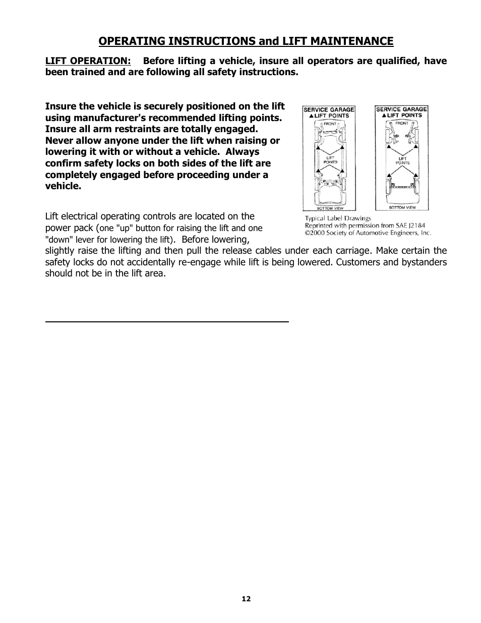 Operating instructions and lift maintenance | BASELINE Lift BL209BP User Manual | Page 12 / 33