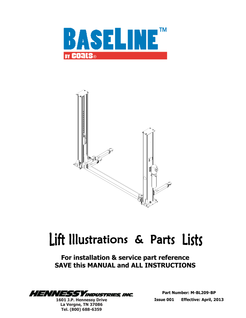 9,000 lb, Two post lift | BASELINE Lift BL209BP User Manual | Page 18 / 33