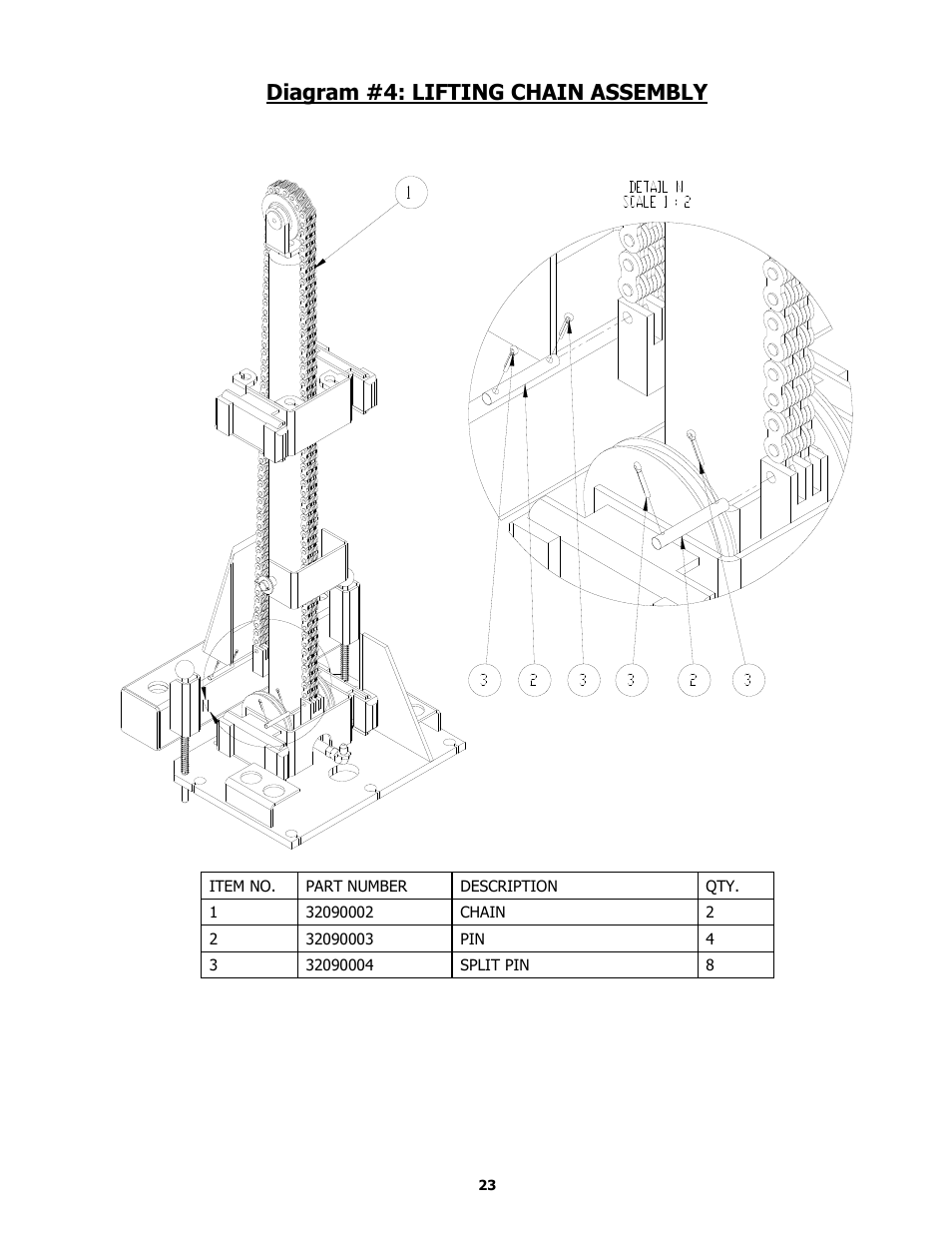 Diagram #5: equalizing cables, Diagram #4: lifting chain assembly | BASELINE Lift BL209BP User Manual | Page 23 / 33