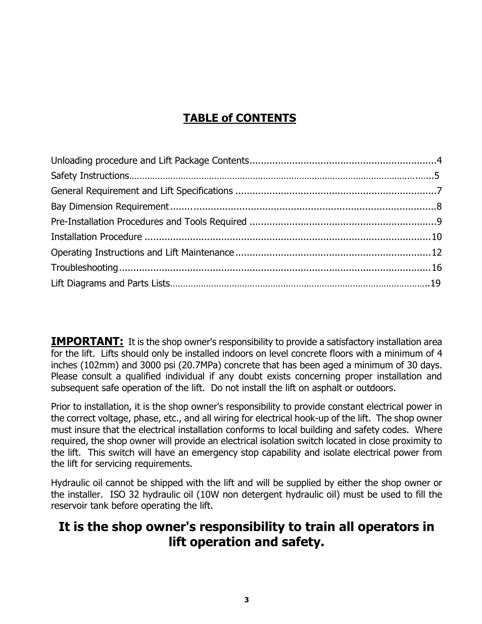 BASELINE Lift BL209BP User Manual | Page 3 / 33