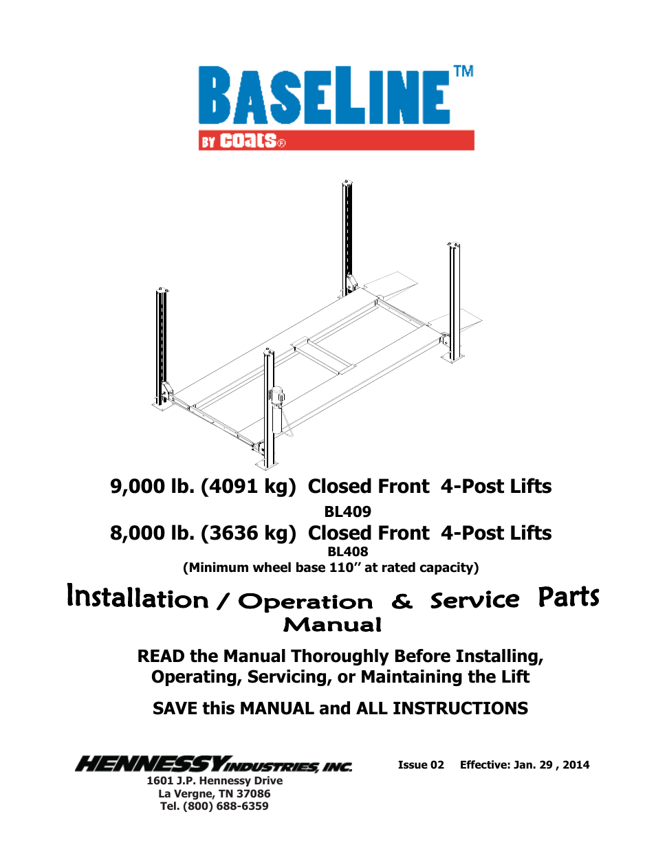 BASELINE Lift BL409 User Manual | 38 pages