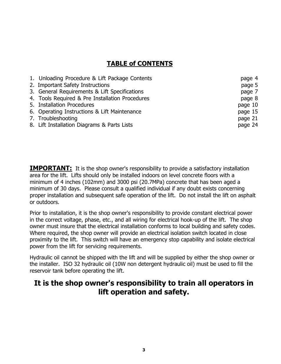 BASELINE Lift BL412 User Manual | Page 3 / 32