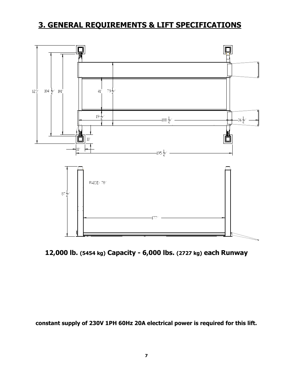 General requirements & lift specifications | BASELINE Lift BL412 User Manual | Page 7 / 32