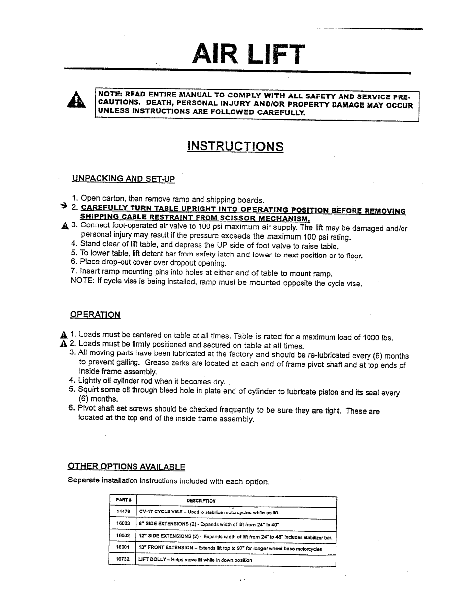 BASELINE Lift BLM1000 User Manual | Page 5 / 9