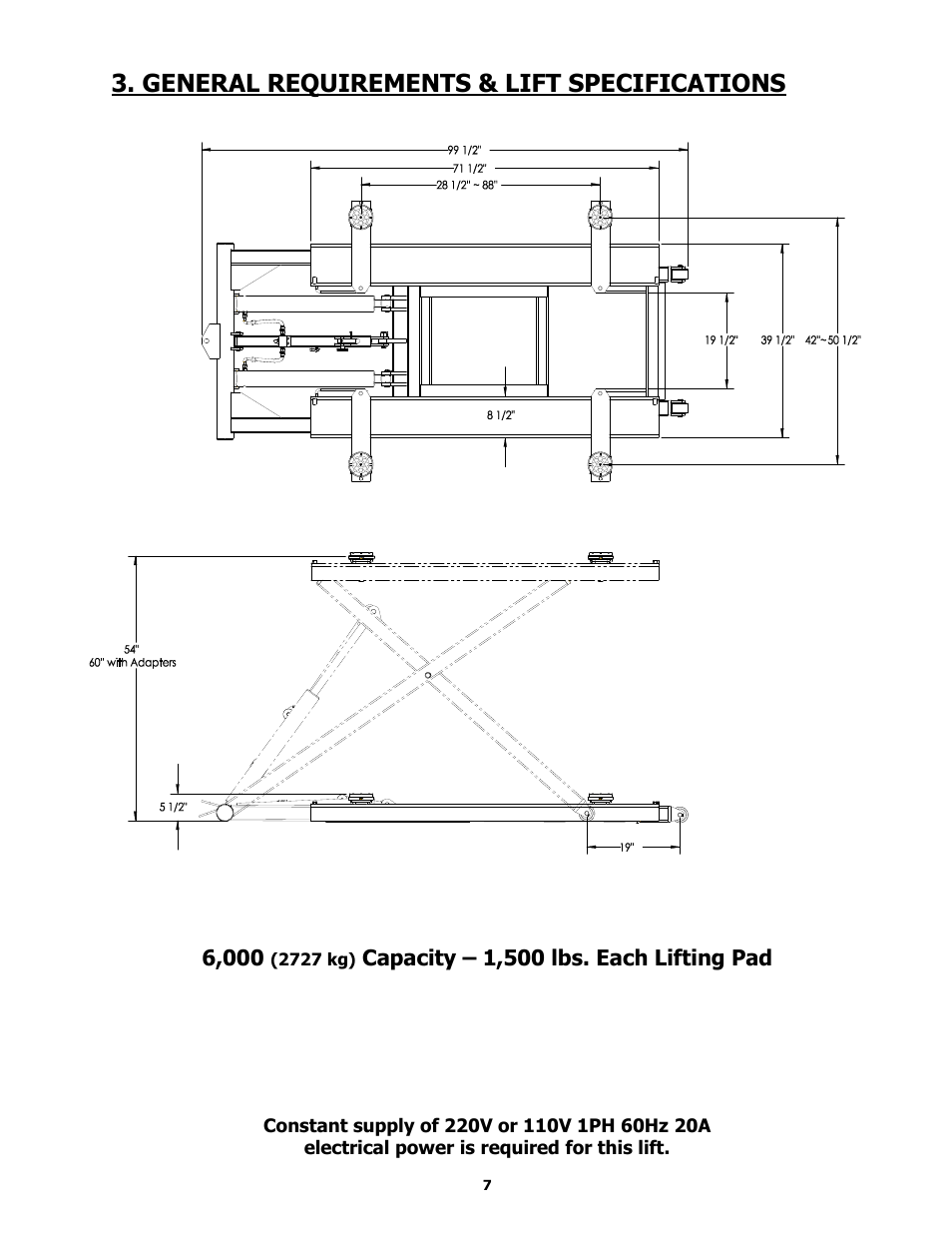 General requirements & lift specifications | BASELINE Lift BLMR06 User Manual | Page 7 / 24