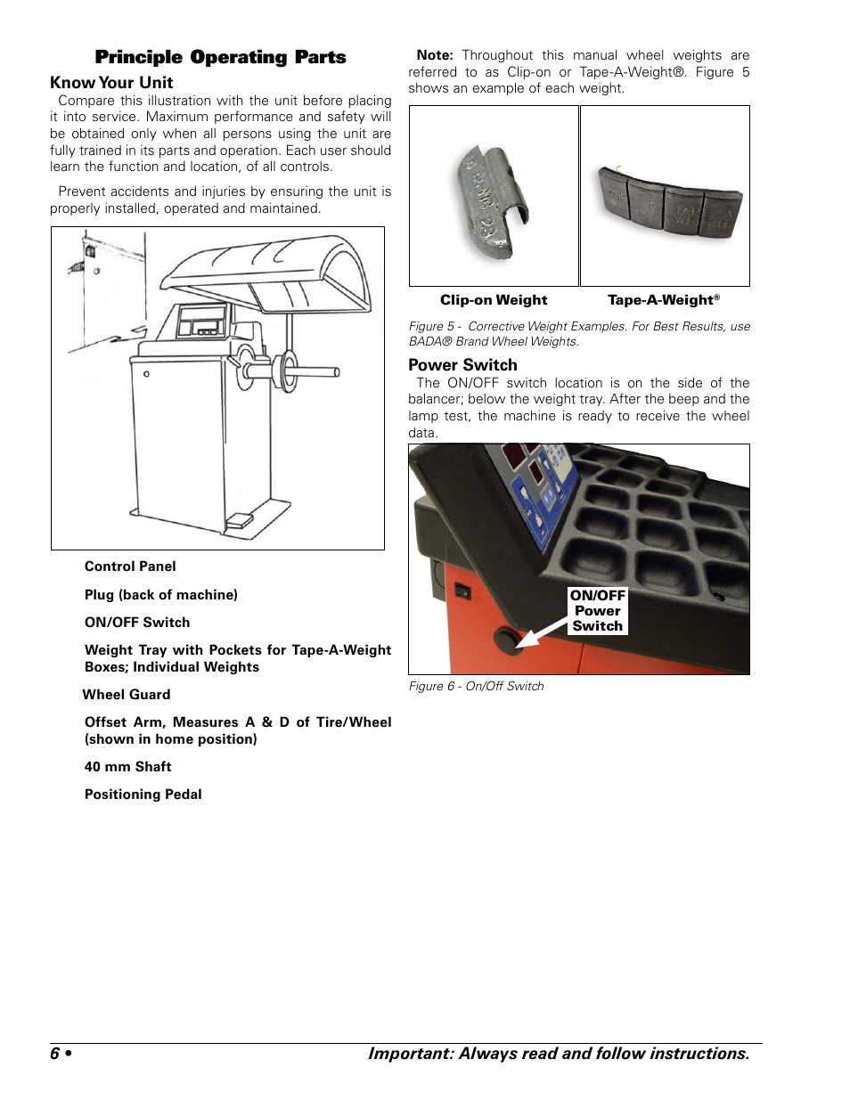 Principle operating parts | BASELINE 225 User Manual | Page 10 / 28