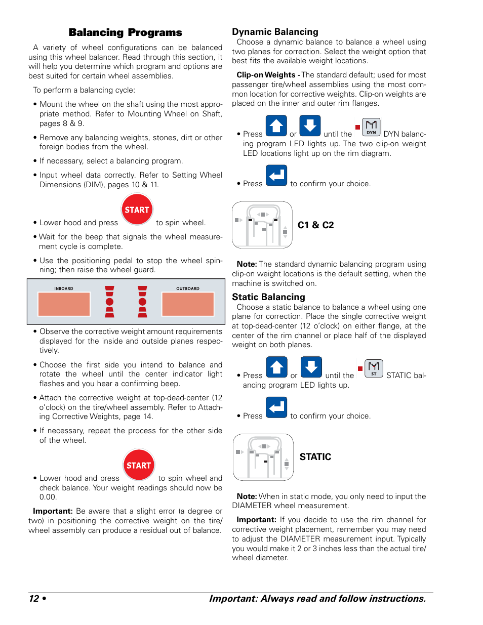 Balancing programs | BASELINE 225 User Manual | Page 16 / 28