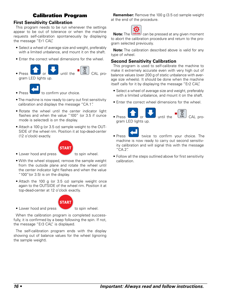 Calibration program | BASELINE 225 User Manual | Page 20 / 28