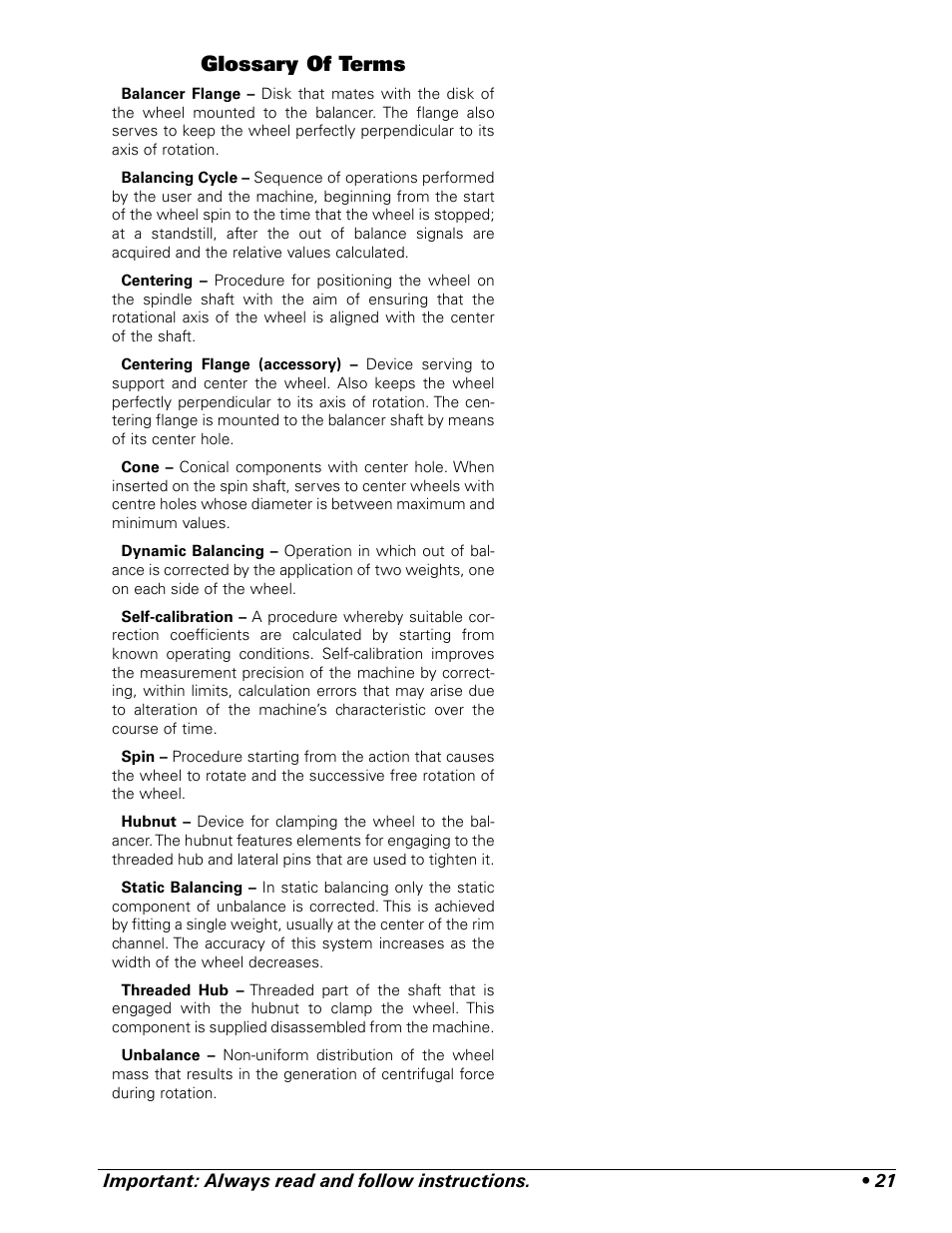 Glossary of terms | BASELINE 225 User Manual | Page 25 / 28