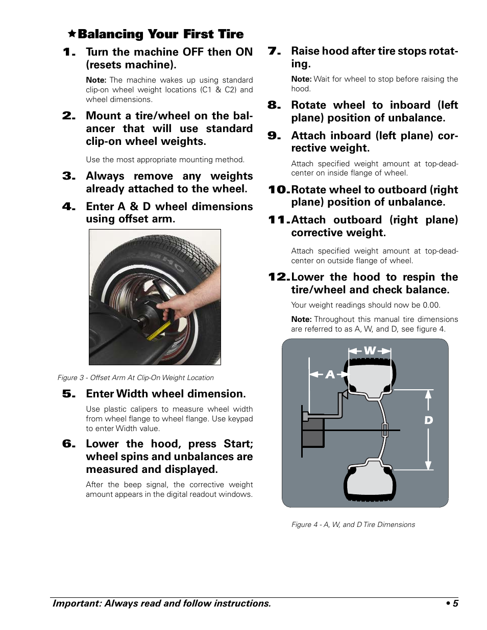 Ìbalancing your first tire | BASELINE 225 User Manual | Page 9 / 28