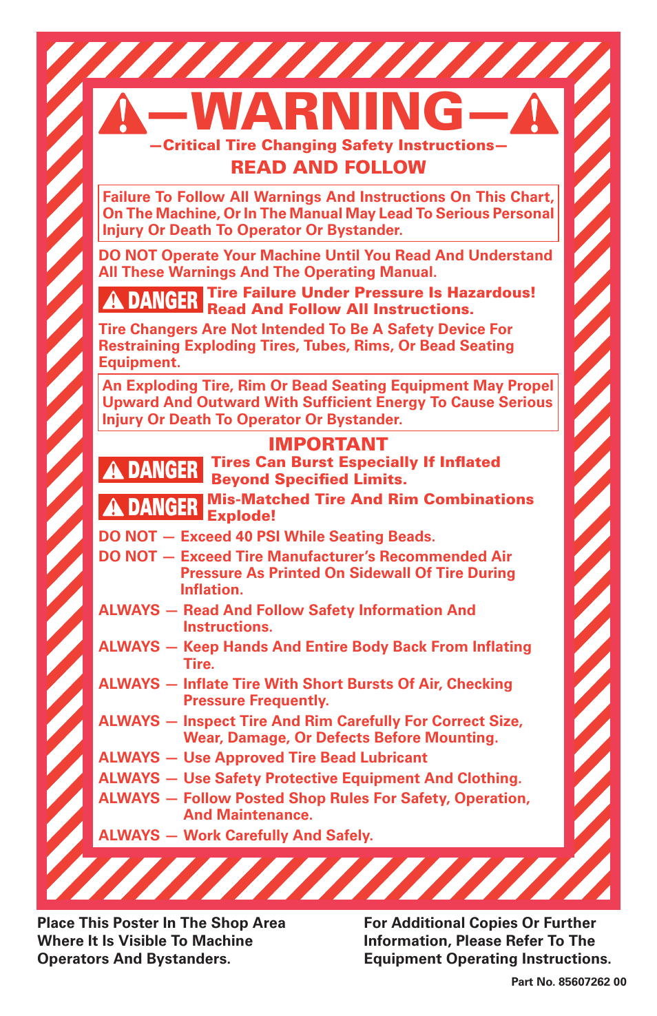 BASELINE Tire Changing Safety User Manual | 2 pages