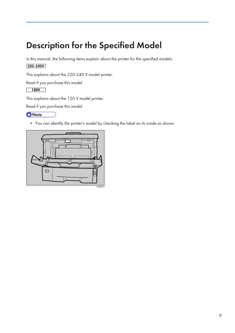 Description for the specified model | Ricoh Aficio SP 4110N User Manual | Page 11 / 204