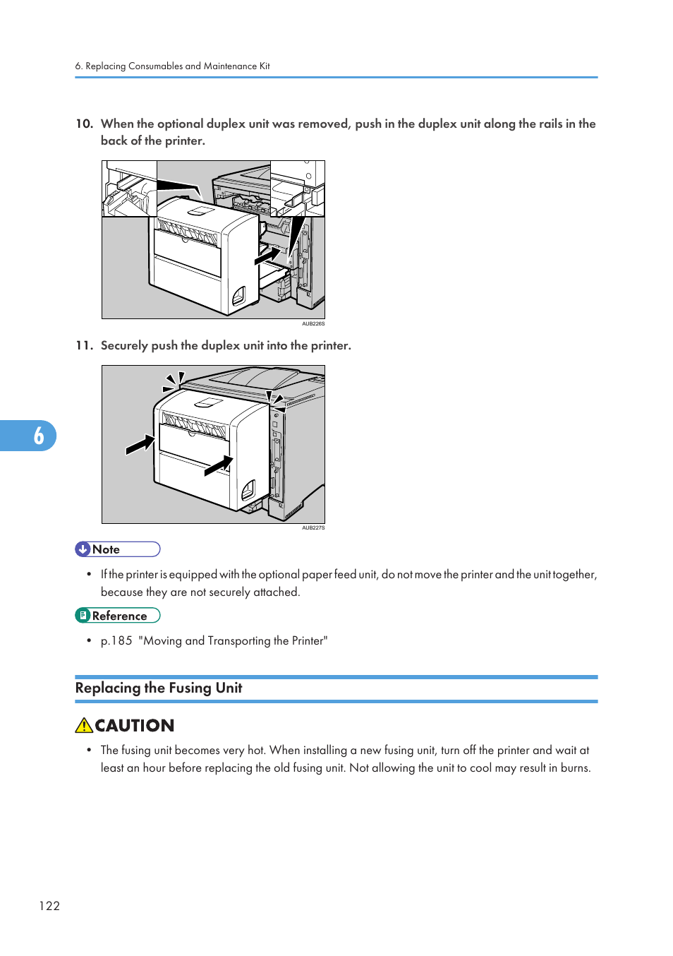 Replacing the fusing unit | Ricoh Aficio SP 4110N User Manual | Page 124 / 204