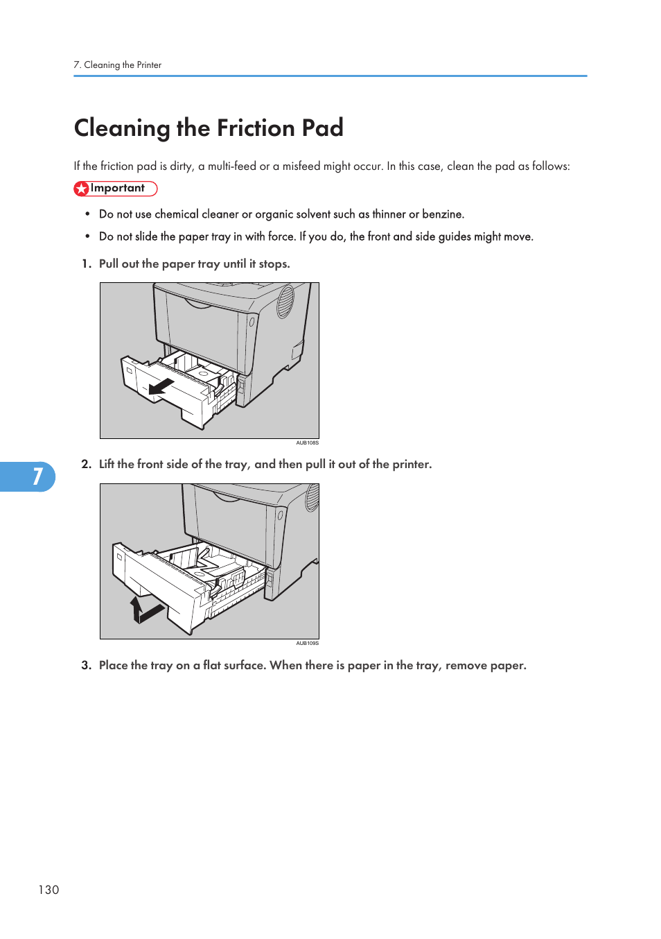 Cleaning the friction pad | Ricoh Aficio SP 4110N User Manual | Page 132 / 204