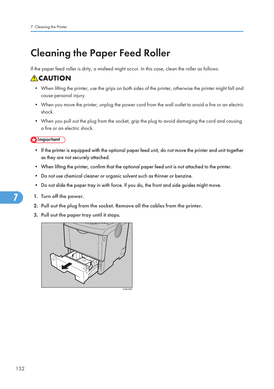 Cleaning the paper feed roller | Ricoh Aficio SP 4110N User Manual | Page 134 / 204