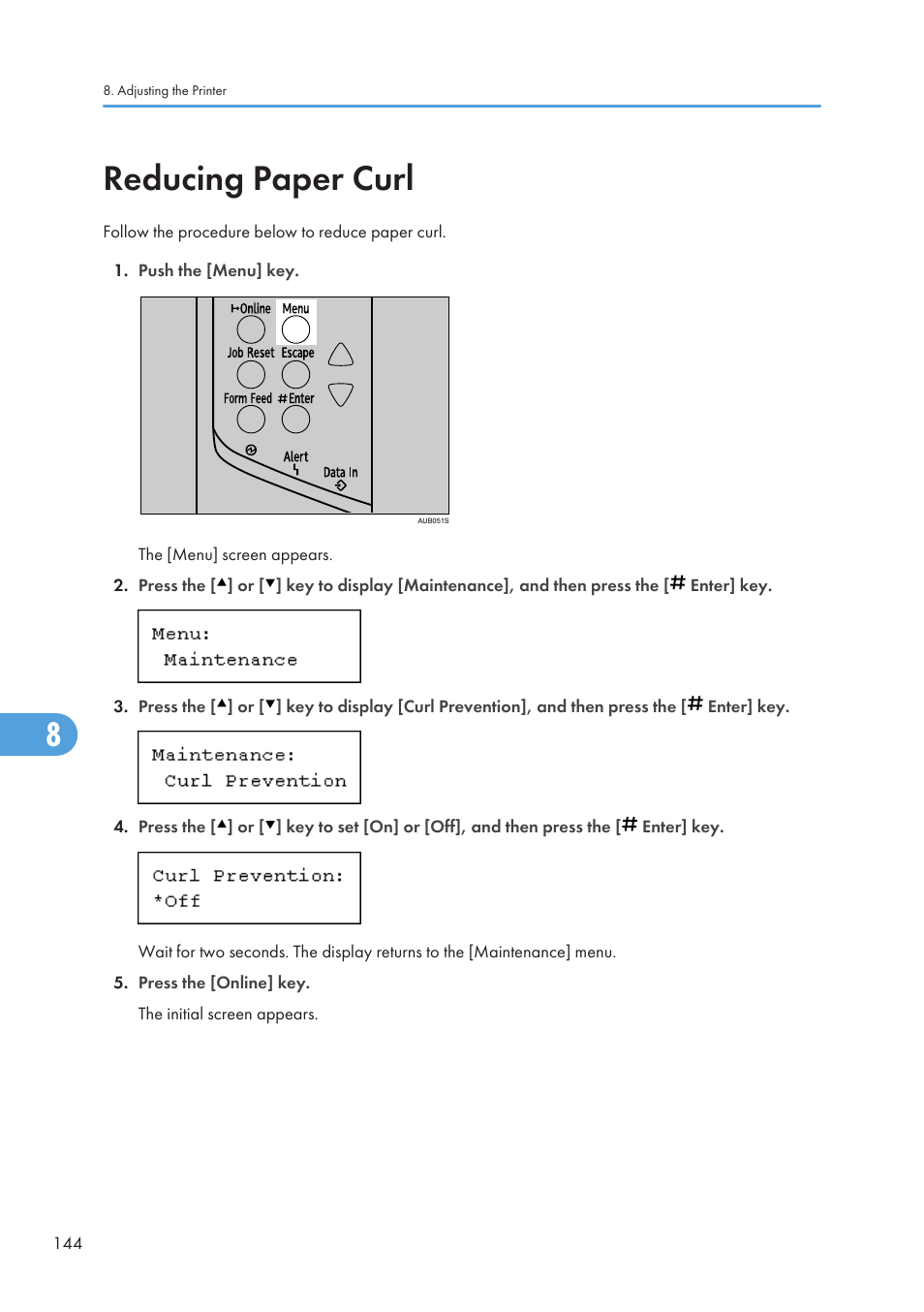 Reducing paper curl | Ricoh Aficio SP 4110N User Manual | Page 146 / 204
