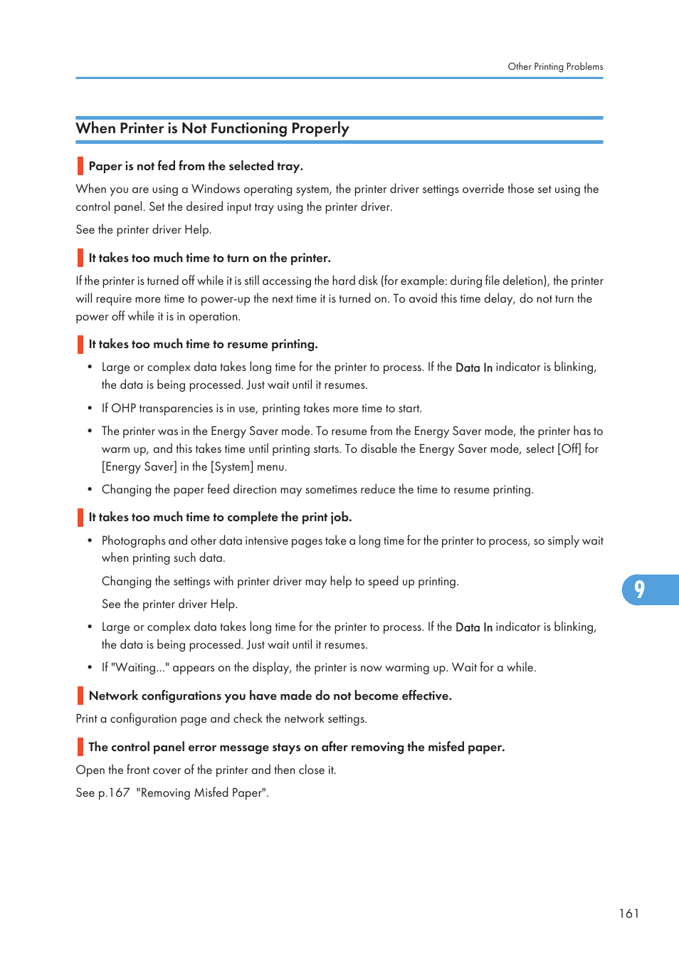 When printer is not functioning properly | Ricoh Aficio SP 4110N User Manual | Page 163 / 204