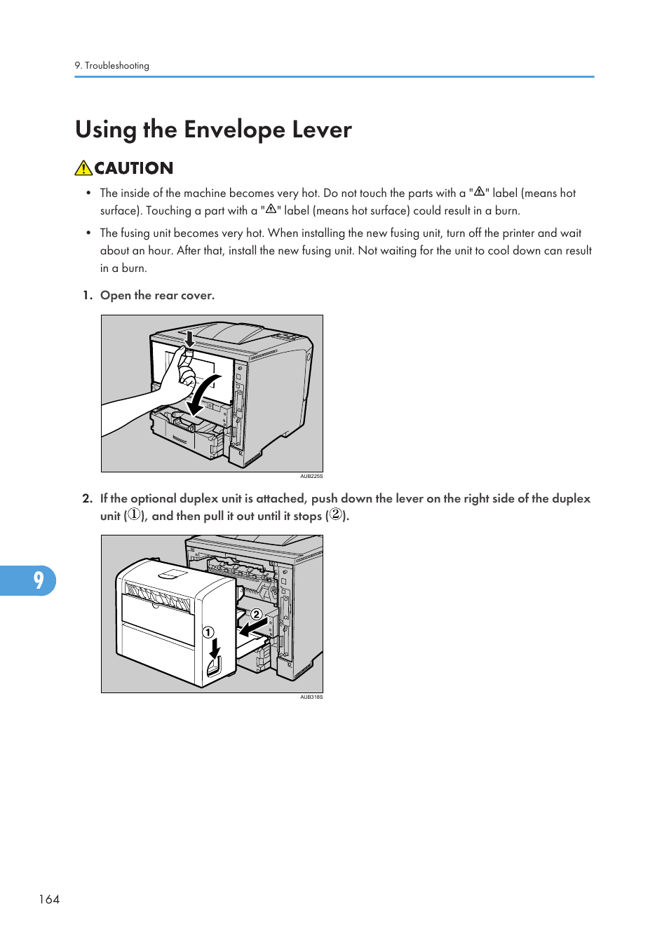 Using the envelope lever | Ricoh Aficio SP 4110N User Manual | Page 166 / 204