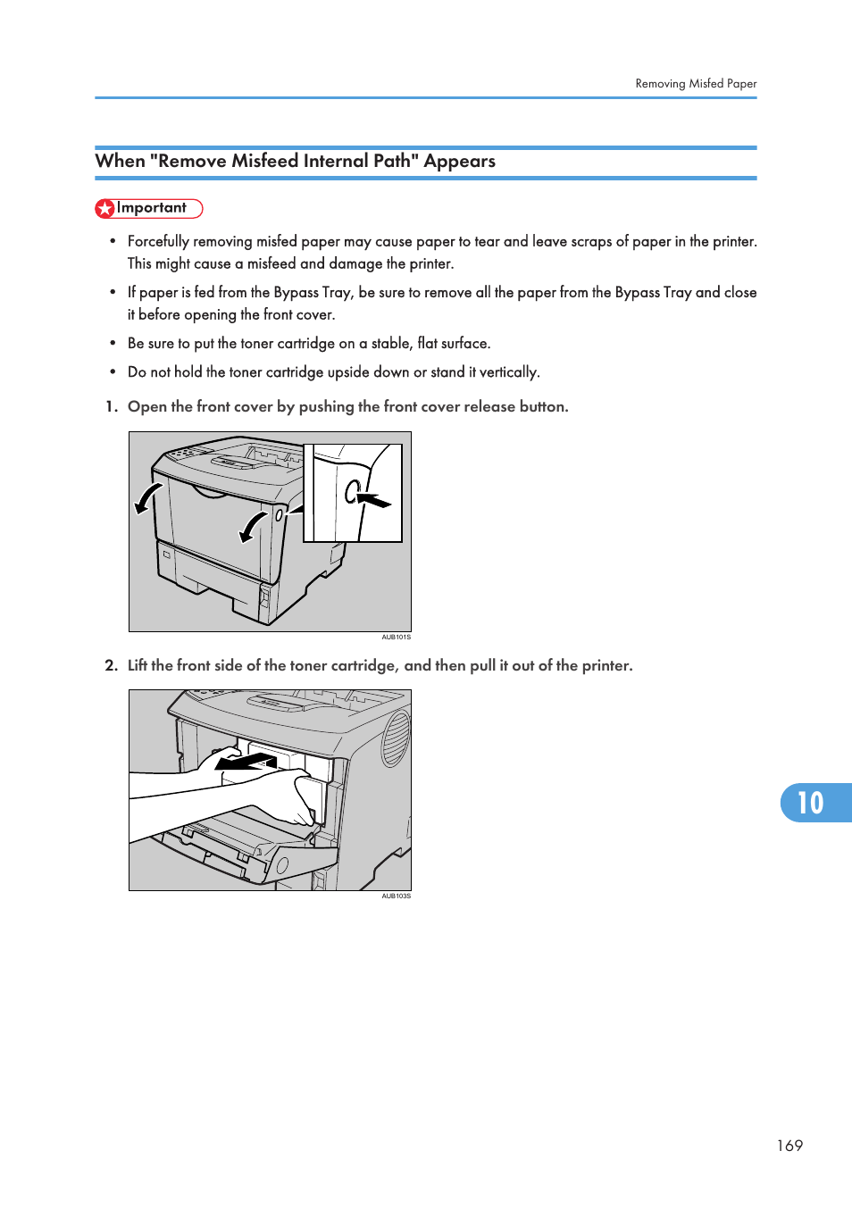When "remove misfeed internal path" appears | Ricoh Aficio SP 4110N User Manual | Page 171 / 204