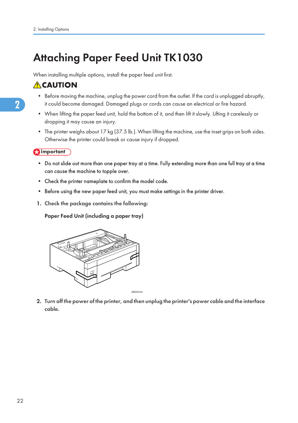 Attaching paper feed unit tk1030 | Ricoh Aficio SP 4110N User Manual | Page 24 / 204