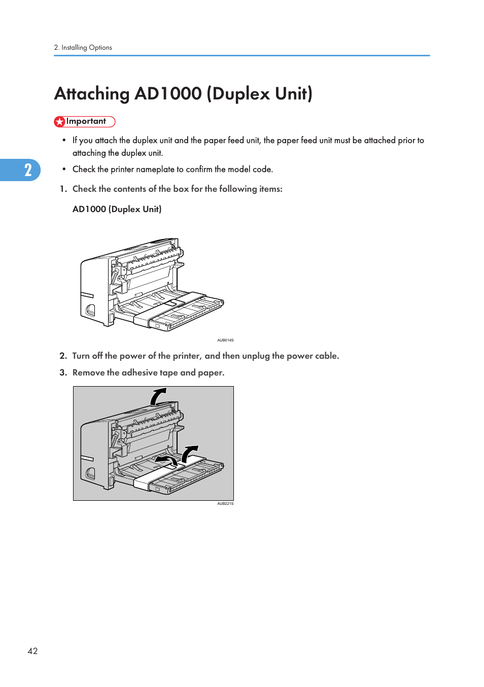Attaching ad1000 (duplex unit) | Ricoh Aficio SP 4110N User Manual | Page 44 / 204