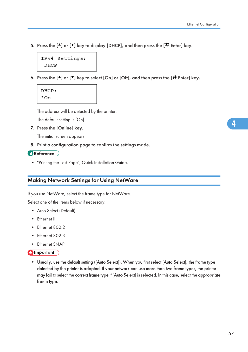 Making network settings for using netware | Ricoh Aficio SP 4110N User Manual | Page 59 / 204