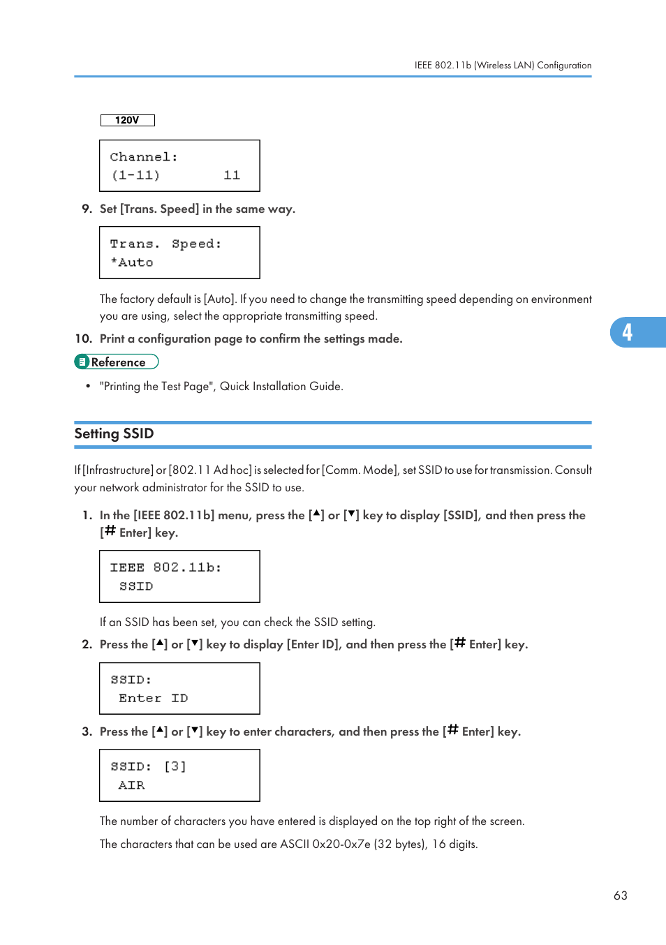 Setting ssid | Ricoh Aficio SP 4110N User Manual | Page 65 / 204