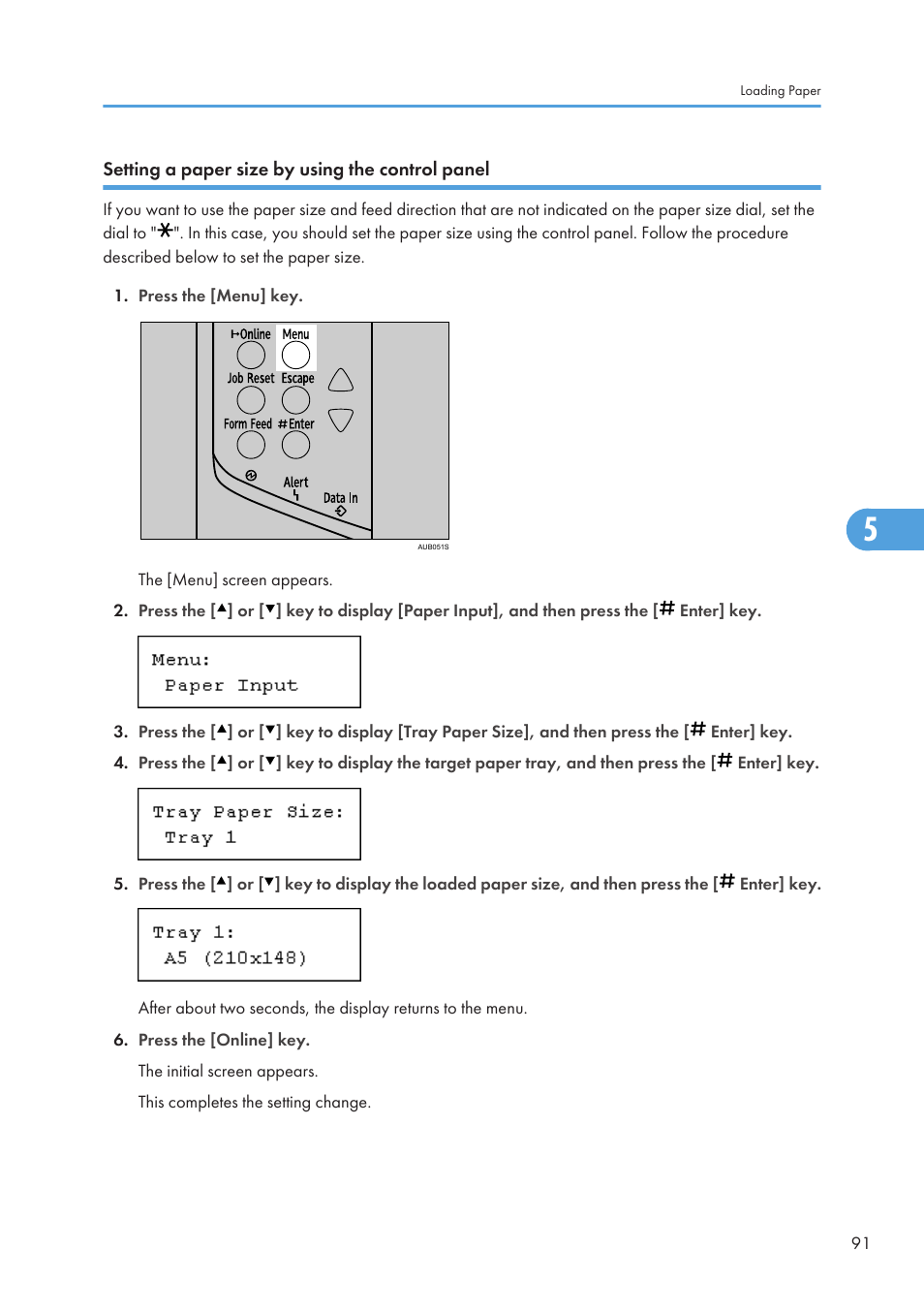 Setting a paper size by using the control panel | Ricoh Aficio SP 4110N User Manual | Page 93 / 204