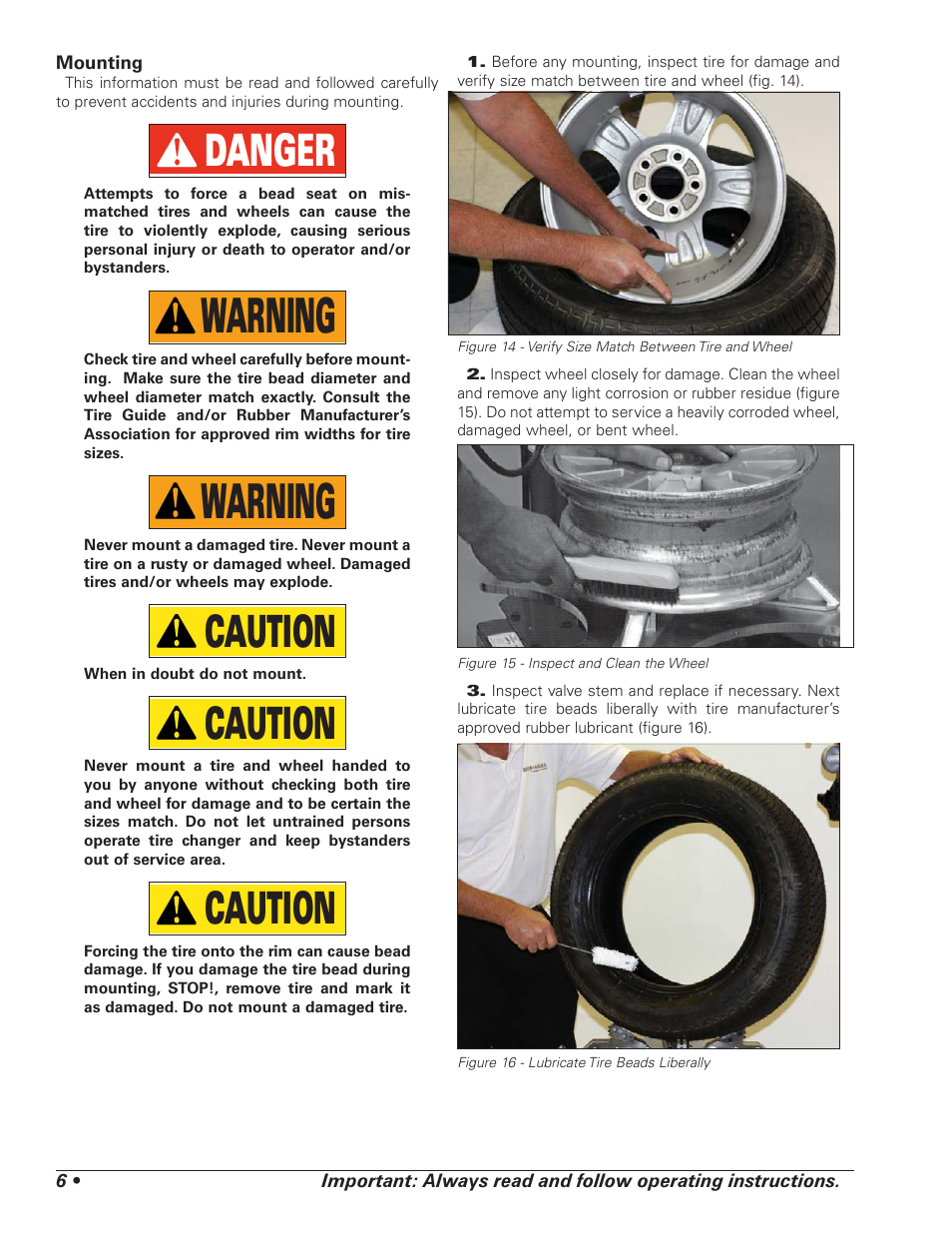 Warning, Danger, Caution | BASELINE Tire Changer User Manual | Page 10 / 30