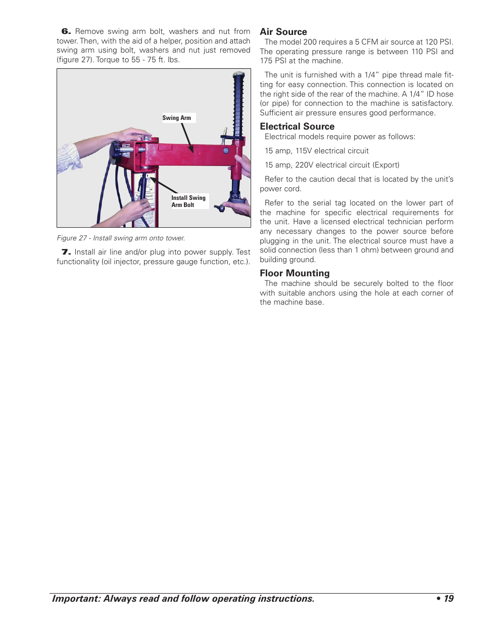 BASELINE Tire Changer User Manual | Page 23 / 30