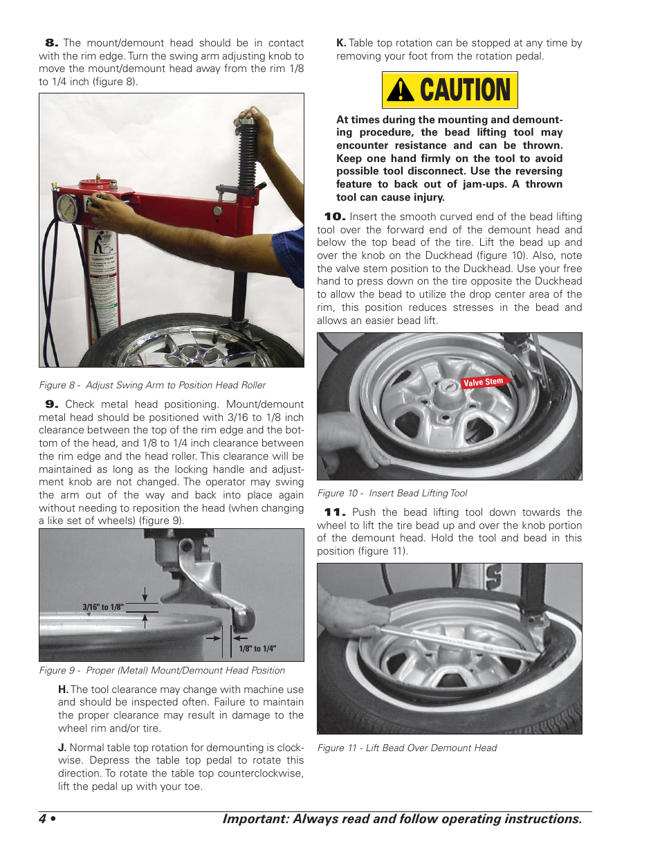 Caution | BASELINE Tire Changer User Manual | Page 8 / 30