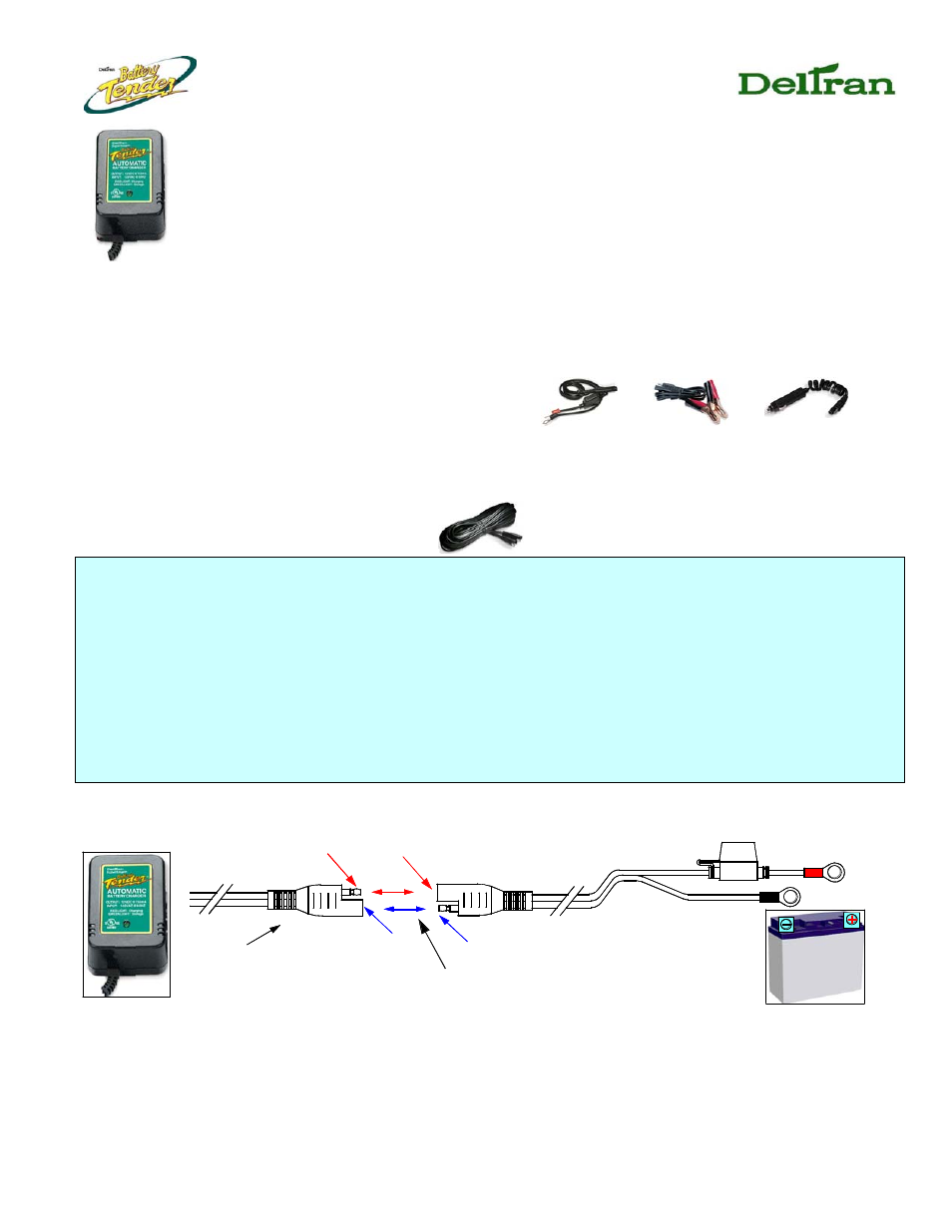Battery Tender Junior 12V @ 0-75A (PN 021-0123) User Manual | 2 pages