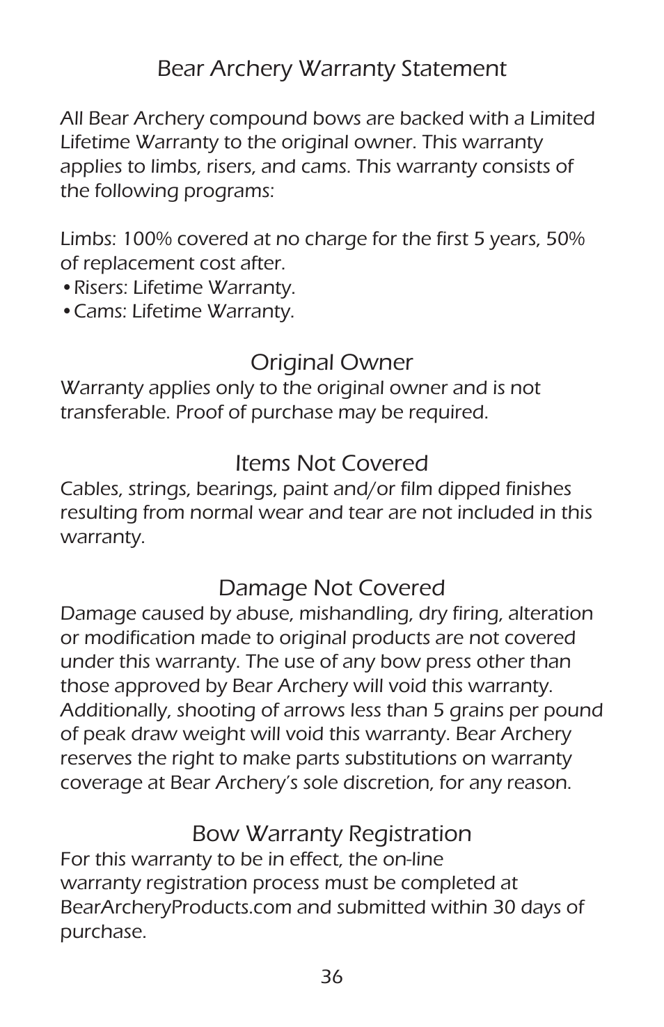 Bear Archery Compound Bow 2014 User Manual | Page 39 / 40