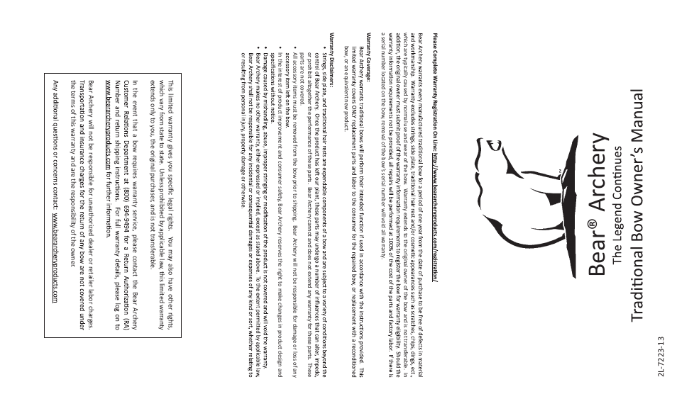 Bear Archery Traditional Bow 2014 User Manual | 2 pages