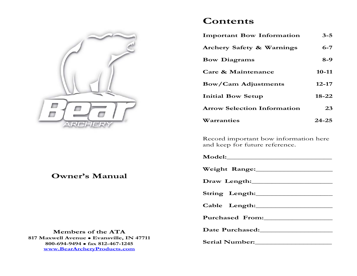 Bear Archery Compound Bow 2008 User Manual | 13 pages