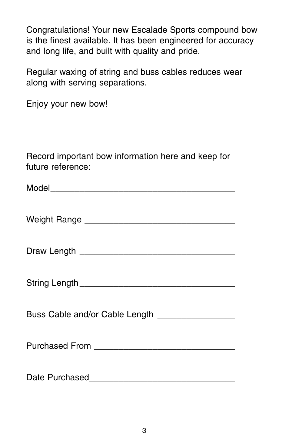 Bear Archery Compound Bow 2004 User Manual | Page 3 / 40